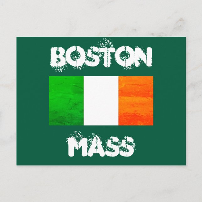 Postal Irish Roots in Boston MA – Bold Flag Graphic (Anverso)