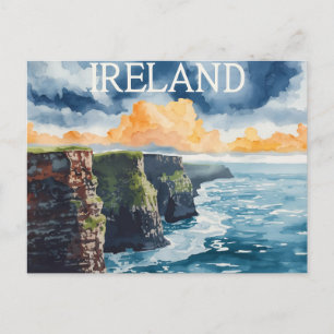 Postal Irlanda Acantilados de Moher Viaje Vintage