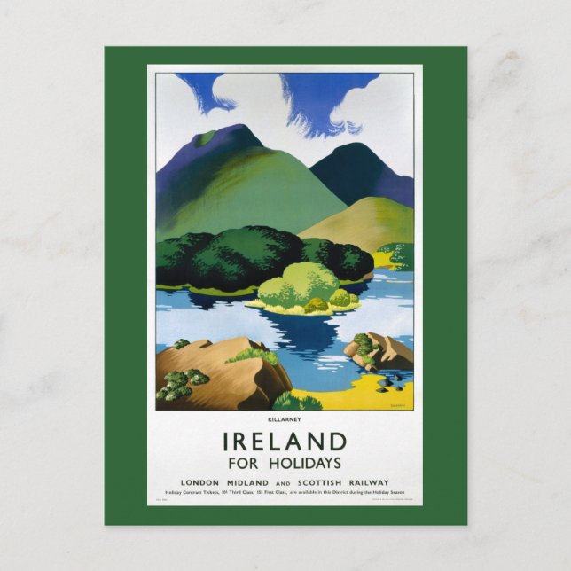 Postal Irlanda Killarney Póster de Viaje Antiguo Restaura (Anverso)