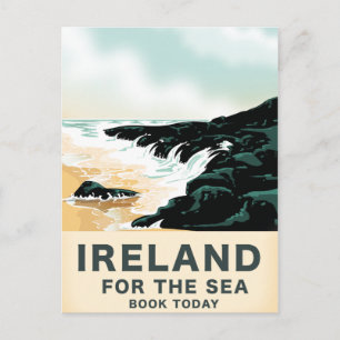 Postal Irlanda "Por el Mar" Póster de viaje náutico