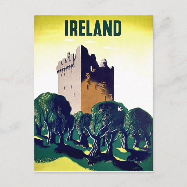 Postal Irlanda, tierra de romance, castillo Blarey, vinta (Anverso)
