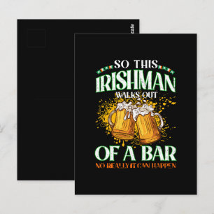 Postal irlandés bebiendo cerveza día de San Patricio