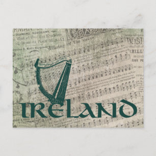 Postal Irlandés Harp Design, Irish Harp