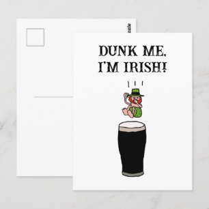 Postal Irlandés Leprechaun Beer Dive - Funny Stout Person