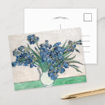 Postal Irlandeses | Vincent Van Gogh<br><div class="desc">Irises (1890) | Obra de arte original del artista holandés post-impresionista Vincent Van Gogh (1853-1890). El cuadro retrata una vida tranquila con un ramo de flores azules sobre una mesa verde con un fondo blanco cremoso. Utilice las herramientas de diseño para agregar texto personalizado o personalizar la imagen.</div>