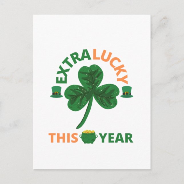 Postal Irrish extra afortunado este año divertido (Anverso)