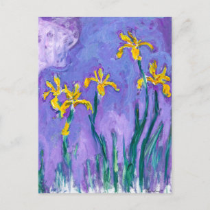 Postal Irritos amarillos con nube rosa   Claude Monet