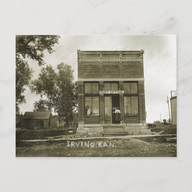 POSTAL IRVING KANSAS POST OFFICE FOTO MARSHALL COUNTY KS (Anverso)