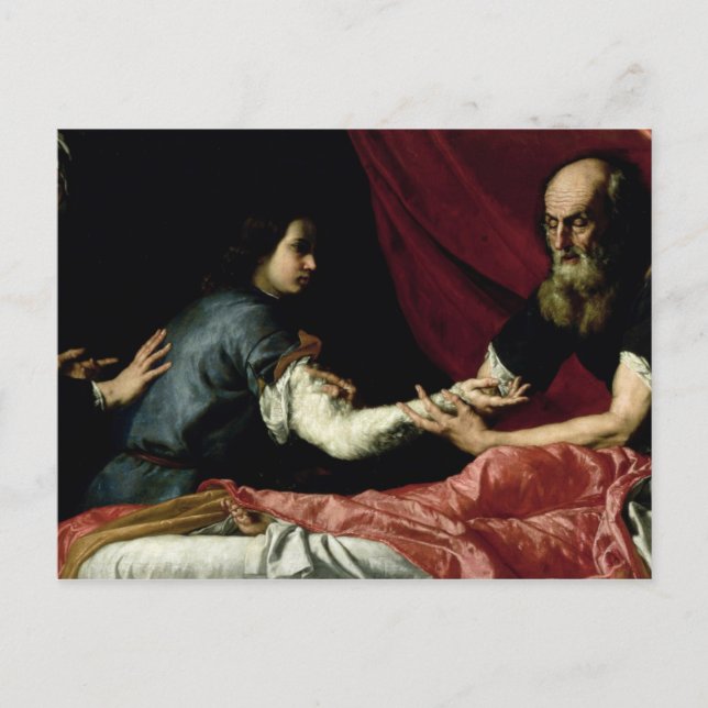 Postal Isaac Blessing Jacob, 1637 (Anverso)