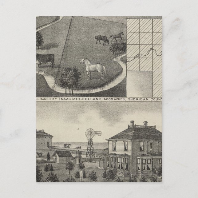 Postal Isaac Mulholland Ranch and Residence, Kansas (Anverso)