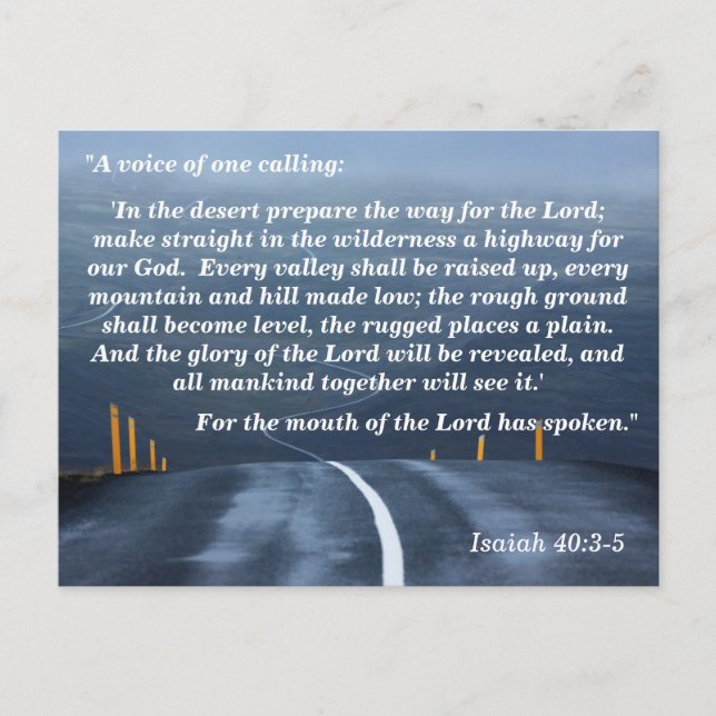 Postal Isaiah 40:3-5 Biblia salvaje Verse Memory (Anverso)