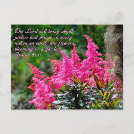 Postal Isaiah 61:11 Inspirador floral rosado