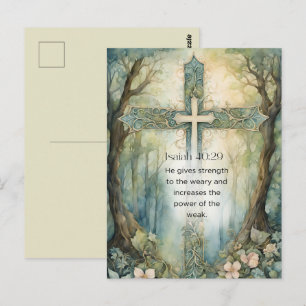 Postal Isaías 40:29 Versículo Bíblico Cruz Cristiana Ánim