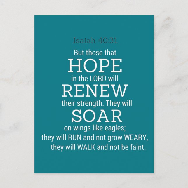 Postal Isaías-40-31 Escritura Biblia (Anverso)