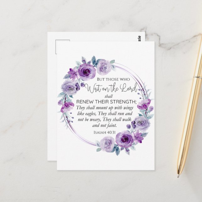 Postal Isaías 40:31 Los que esperan en el Señor Floral (Anverso/Reverso In Situ)