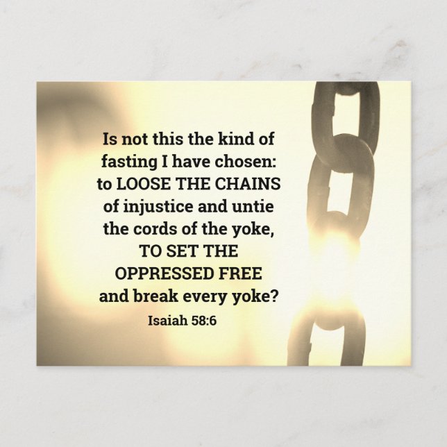 Postal Isaías 58:6 Clase de ayuno que he elegido (Anverso)