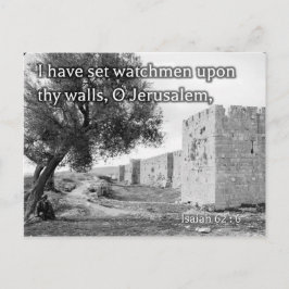 Postal Isaías 62:6 sobre las murallas de Jerusalén