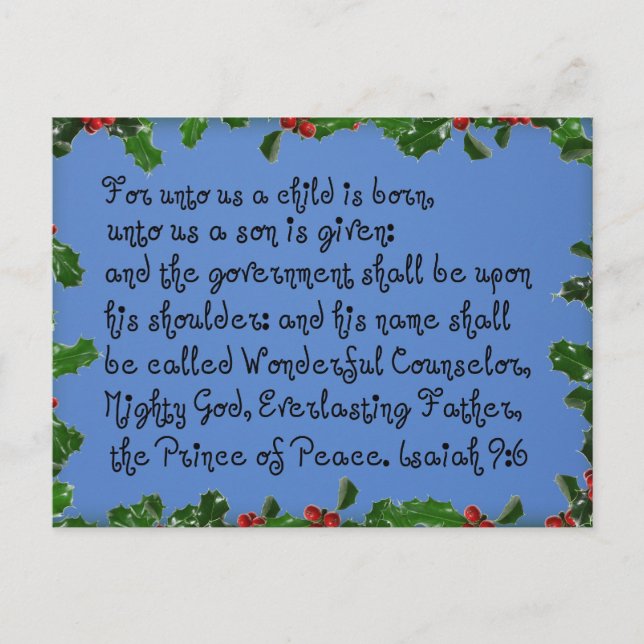 Postal Isaías 9:6 (Anverso)