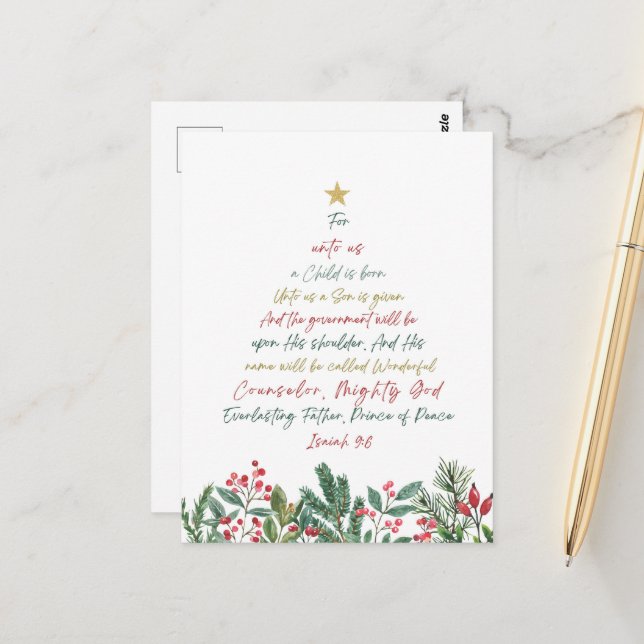 Postal Isaías 9:6 Para Nosotros Un Niño Nace Navidades (Anverso/Reverso In Situ)