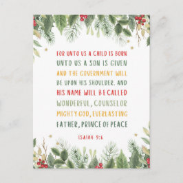 Postal Isaías 9:6 Para Nosotros Un Niño Nace Navidades