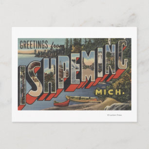 Postal Ishpeming, Michigan - Escenas de letras grandes