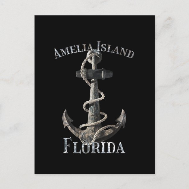 Postal Isla Amelia Florida Vacaciones Ancla Náutica Vela (Anverso)