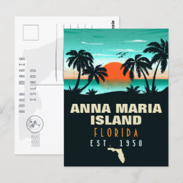 Postal Isla Anna Maria Florida Beach Retro Sunset 60