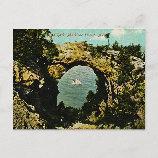 Postal Isla Arch Rock Mackinac, Michigan, 1911 (Anverso)