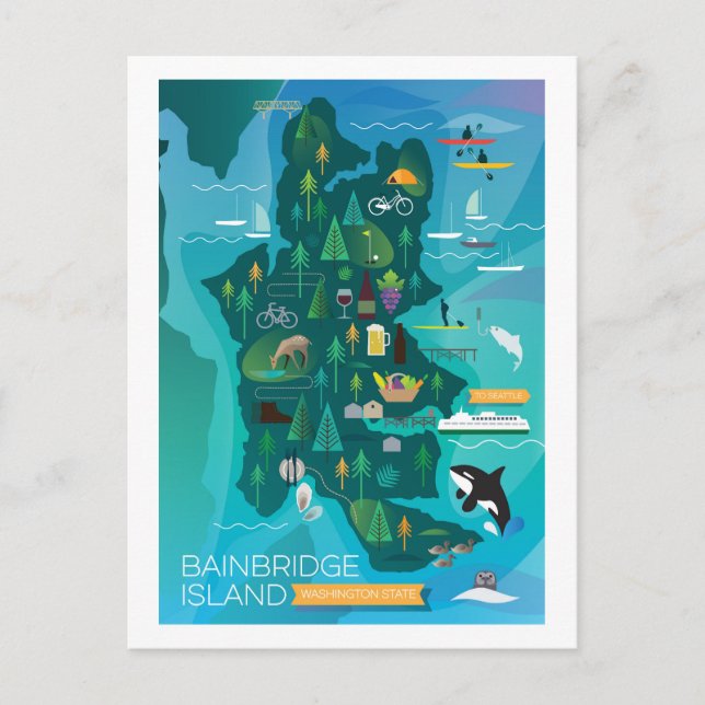Postal Isla Bainbridge, Washington Postcard (Anverso)