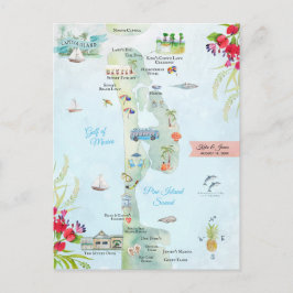 Postal Isla Captiva | Mapa Itinerario de Boda de Destino