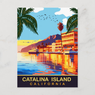Postal Isla Catalina, CA, reflejos del agua, Viajes