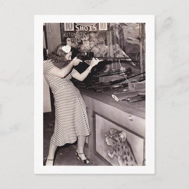 Postal Isla Coney, mujer de Nueva York en la cosecha de l (Anverso)