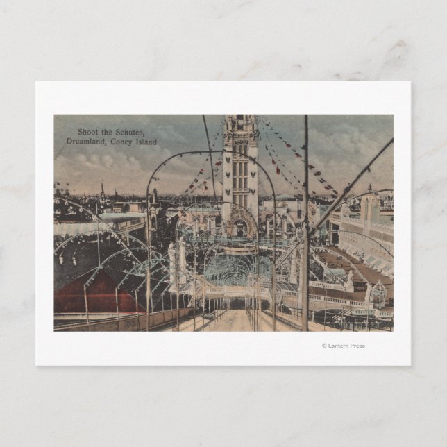 Postal Isla Coney, Nueva York - Disparen a Schutes Ride (Anverso)