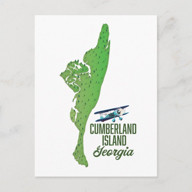 Postal Isla Cumberland Mapa de Georgia (Anverso)