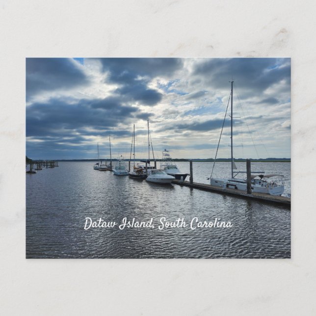 Postal Isla Dataw, Beaufort, barcos de Carolina del Sur (Anverso)