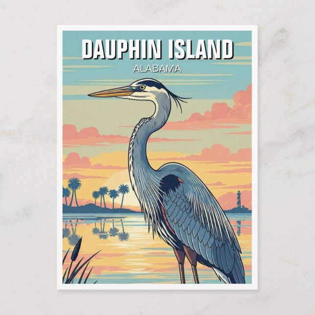 Postal Isla Dauphin Alabama Viajes (Anverso)