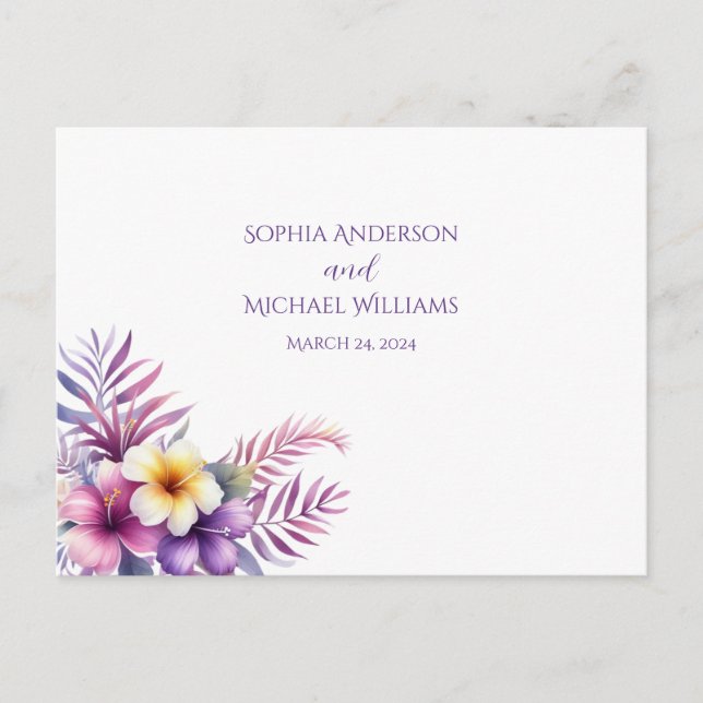 Postal Isla de acuarela Romance-RSVP-Boda- Postcard (Anverso)