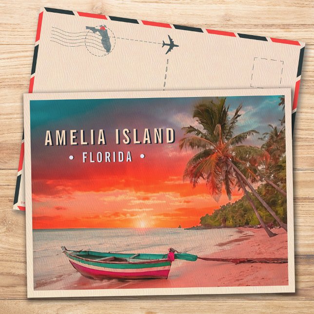 Postal Isla de Amelia Florida Árbol tropical de palmeras  (Subido por el creador)