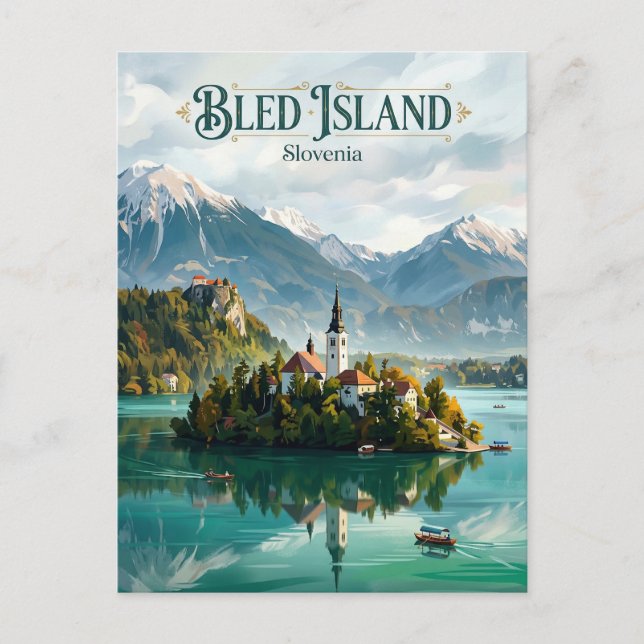 Postal Isla de Bled Eslovenia (Anverso)