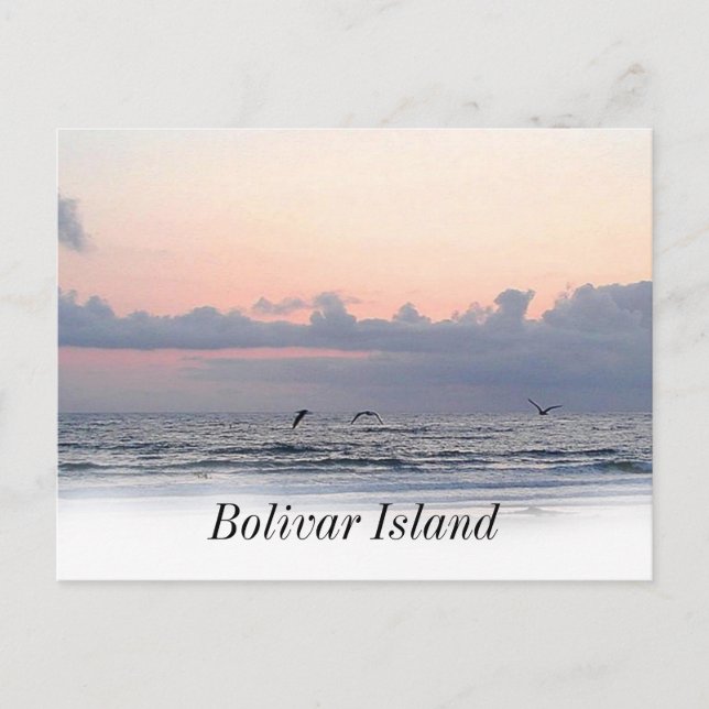 Postal Isla de Bolivar de la playa de Galveston (Anverso)