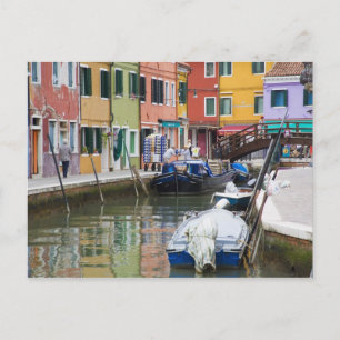 Postal Isla de Burano, Burano, Italia. Colorido 2