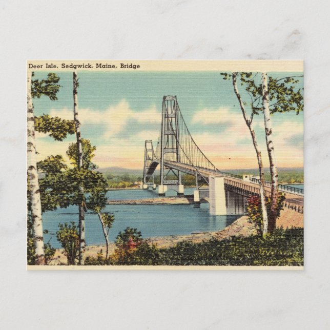 Postal Isla de Cerfs, Sedgwick, Maine, Puente (Anverso)