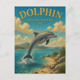 Postal Isla de Delfines Aguas Watercolor GeoSaga