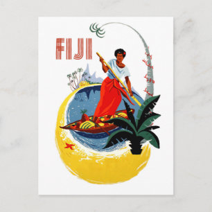 Postal Isla de Fiji, hombre en un pequeño bote
