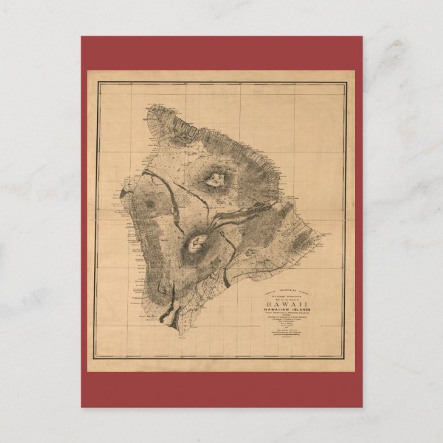 Postal Isla de Hawái, 1886, mapa hawaiano antiguo (Anverso)