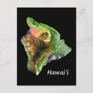 Postal Isla de Hawaii desde la imagen del Landsat espacia