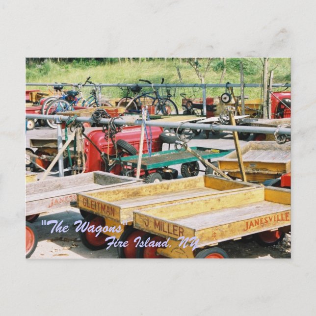 POSTAL ISLA DE INCENDIO, NY WAGON POSTCARD (Anverso)