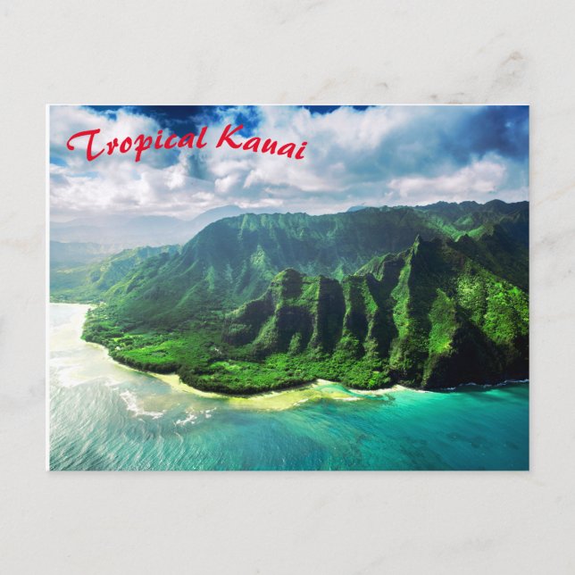 Postal Isla de Kauai Hawái tropical escénica (Anverso)