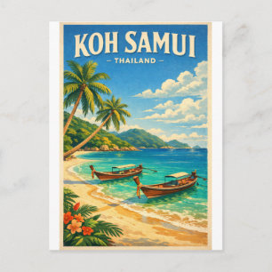 Postal Isla de Koh Samui, Tailandia retro