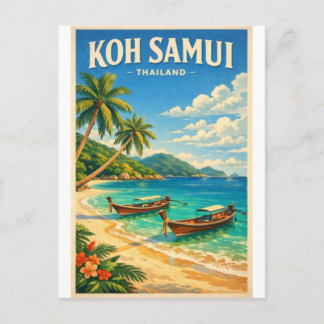 Postal Isla de Koh Samui, Tailandia retro (Anverso)